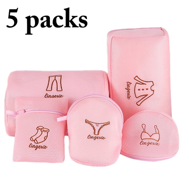 5PCS Mesh Laundry Bag Zipper Protective Mesh Wash Bag Clothes Wash Bag for Home