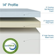 Cool Gel 14 Queen Medium Tight Top Gel Memory Foam Queen Mattress with 2 Bonus Pillows