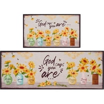 Sunflower Kitchen Rugs - 2 Piece Kitchen Mats Set Non-Slip Kitchen Backing Area Rugs (Sunflower B)