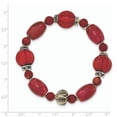 thumbnail image 2 of Sterling Silver Antiqued Beads & Red Coral Stretch Bracelet, 2 of 4
