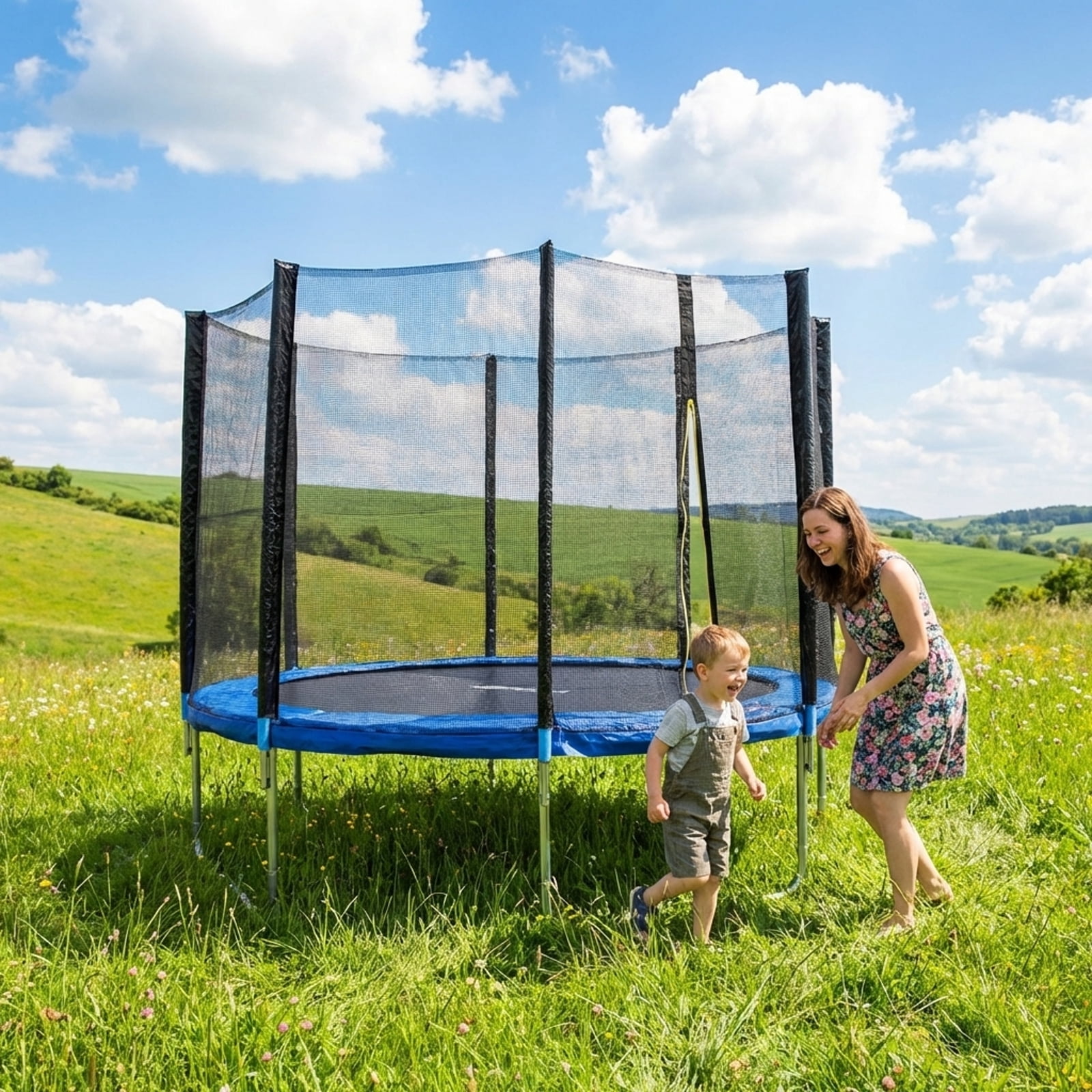 Redsmile 15/16 Feet Trampoline Replacement Safety Net-16 ft - Premium PE Safety Enclosure for Kids Outdoor Play