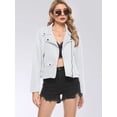thumbnail image 5 of Women'S Faux Leather Moto Biker Short Coat Jacket White XXL, 5 of 9