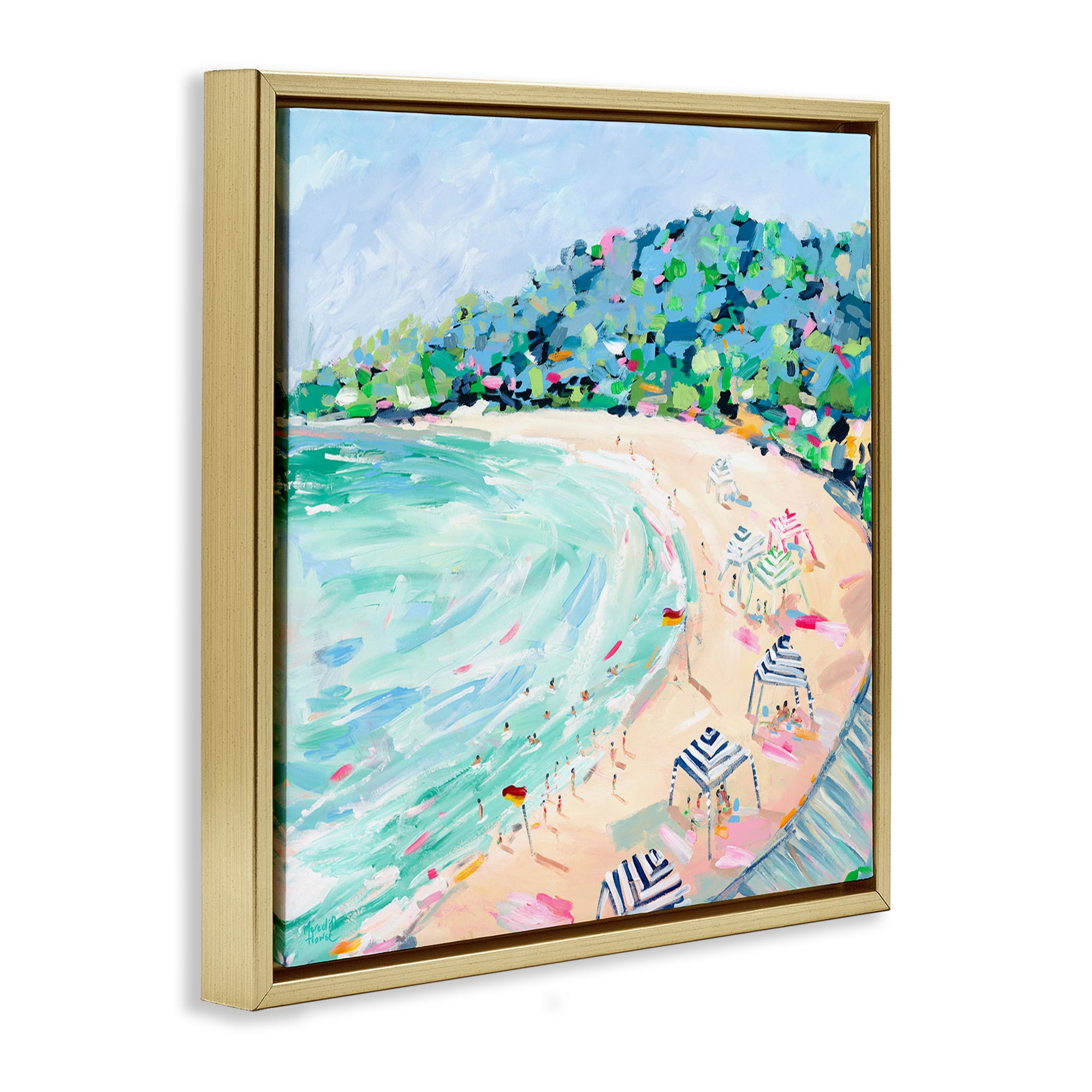 Stupell Industries Good Times Noosa Beach Gold Framed Floater Canvas Wall Art, design by Meredith Howse