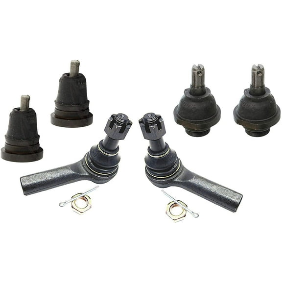 Detroit Axle - 6PC Upper Lower Ball Joint Outer Tie Rod Kit for 2000 2001 2002 2003 2004 Nissan Xterra - [2001-2004 Nissan Frontier 3.3L] - 1998-2000 Nissan Frontier 4WD