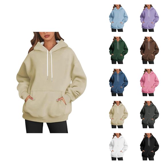 Basic Hoodies for Women Fall Winter Casual Hooded Sweatshirt with Pockets Pullover Top