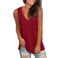 thumbnail image 1 of New Women's Basic V Neck T Shirts Side Split Tunic Tank Tops, 1 of 6