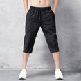 thumbnail image 2 of Men Loose Summer Quick Dry Cool Capri Pants Straight Leg Slacks Long Beach Shorts Sports Big and Tall Size M-5XL Black, 2 of 9