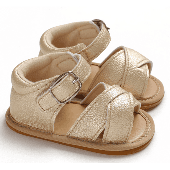 Laurenza's Baby Girls Gold Metallic Leather Sandals Summer 0-6M Size 1