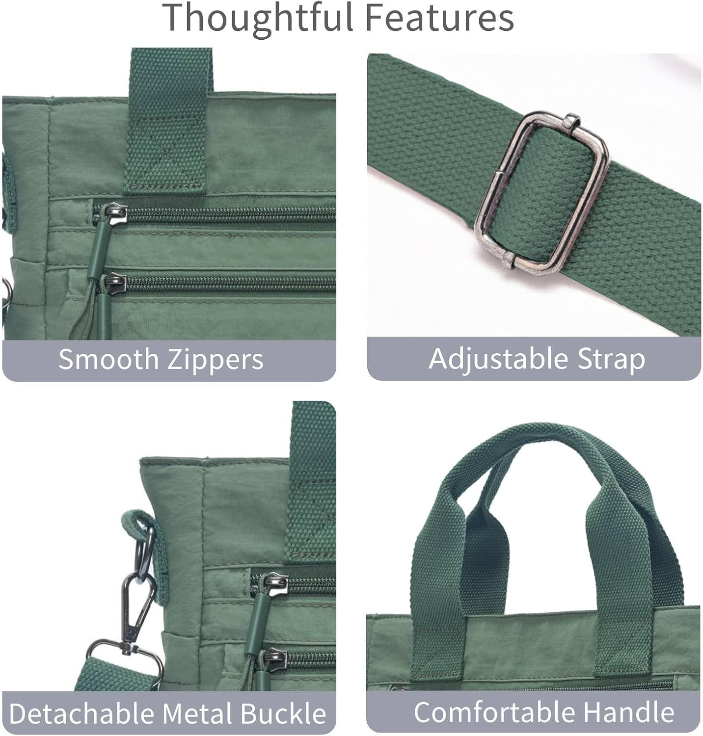 Small Nylon Tote Bag for Women Lightweight Crossbody Tote Handbag with Long Strap for Daily, Work, College & Travel