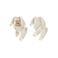 thumbnail image 2 of RUINIXCW Newborn Baby Boy Hospital Coming Home Outfit Waffled Romper Infant Baby Boys Fall Winter Clothes Dad's Little Dude Embroidery Long Sleeve Romper Pants Set, 2 of 9
