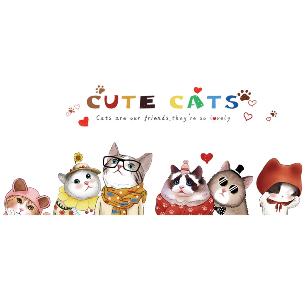 BMForward Wall Cat Bedroom CUTE Cartoon Sticker CATS Background Sticker