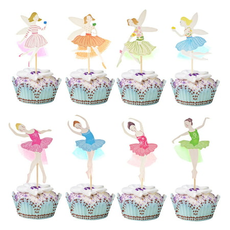 KingRing 48 Pcs Ballerina Fairy Cute Girls Cupcake Toppers Cupcake Sticks Dessert Toothpicks Food Flags Creative Cake Decoration for Baby Shower Kids Birthday Parties or (Best Baby Shower Cupcakes)