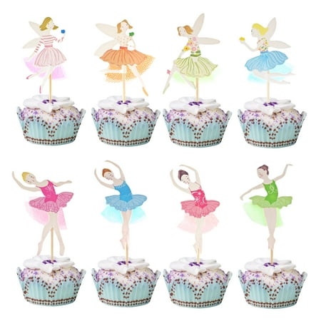 KingRing 48 Pcs Ballerina Fairy Cute Girls Cupcake Toppers Cupcake Sticks Dessert Toothpicks Food Flags Creative Cake Decoration for Baby Shower Kids Birthday Parties or (Best Baby Shower Cupcakes)