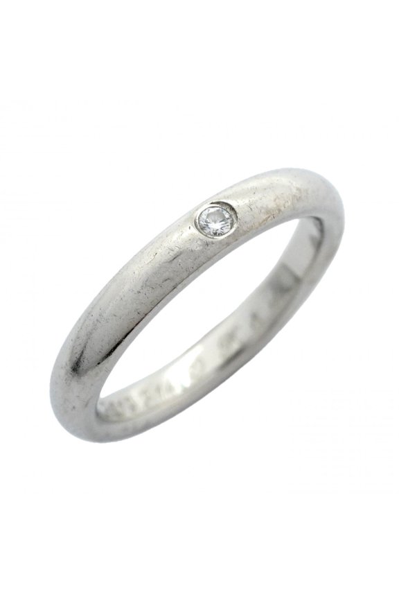 Pre-Owned Tiffany ring stacking band 1PD Pt950 platinum diamond size 7.5 women's