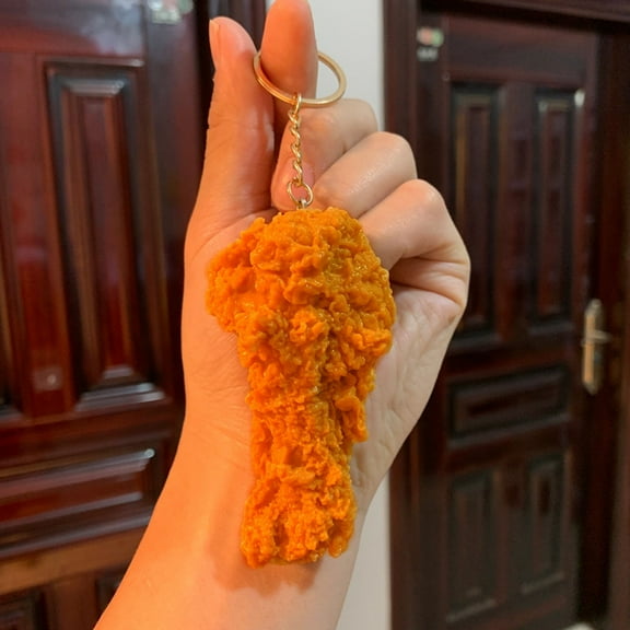 VANLOFE Storage & Organization Fake Cooked Fry Chicken Keychain Simulation Artificial Food Model Fake Food Props Meat For Kitchen Home Party Decoration Market Food Sample Display (1 Pack)