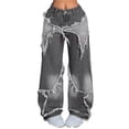 thumbnail image 1 of Pantalones vaqueros holgados Y2K for mujeres y niñas, pantalones vaqueros con dobladillo crudo y pierna ancha con retales de estrellas, ropa informal estilo Hip Hop, ropa Preppy, 1 of 7