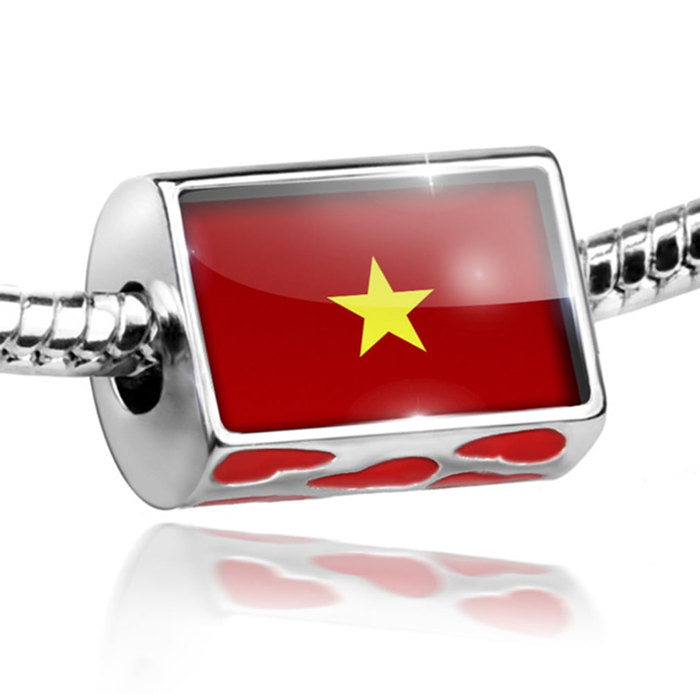 Bead Vietnam Flag Charm Fits All European Bracelets by NEONBLOND