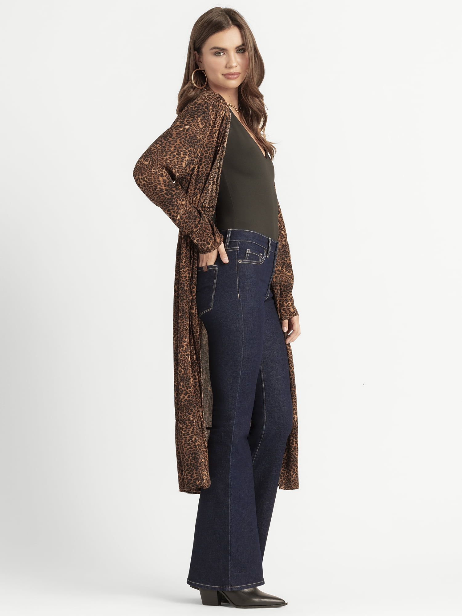 Jessica Simpson Women's Hardin Flowy Print Duster with Long Sleeves, Sizes S-XL