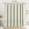 thumbnail image 6 of Green Striped Farmhouse Shower Curtain with Ruffle Hem, 72 x 72 Inch Linen Textured Rustic Shower Curtain for Bathroom, Vintage Country Cottage Style, Green and Cream, 6 of 9