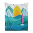 thumbnail image 1 of Colorful Soft Flannel Fleece Blanket, Contemporary Art Style Sunny View of Ocean with Sailing Yacht Marine Travel Hobby, Cozy Plush for Indoor and Outdoor Use, 50" x 70", Multicolor, by Ambesonne, 1 of 6