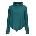 thumbnail image 5 of tarylea Women Tops Casual Turtleneck V Shaped Hem Tops Solid Color Long Sleeve Loose Shirt Comfy Tops, 5 of 6