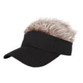 thumbnail image 1 of Peluca de cabello humano Prolriy con visera ajustable y peluca, gorra de béisbol de moda para hombres y mujeres, visera para el cabello, sombreros de peluca para hombres, café, 1 of 4