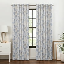 Eclipse 100% Blackout Curtain, Larissa Leaf Grommet Curtain, 63 In Long x 50 In Wide, Botanical Print, Sky Blue