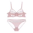 thumbnail image 2 of Gibobby Conjuntos de bragas de encaje Conjunto Lencería Tanga Y Bralette con Relleno Stretch Encaje Moda Push Up, Brasier y Pantie Nightwear Pantys Sexy(Rosa, B), 2 of 5