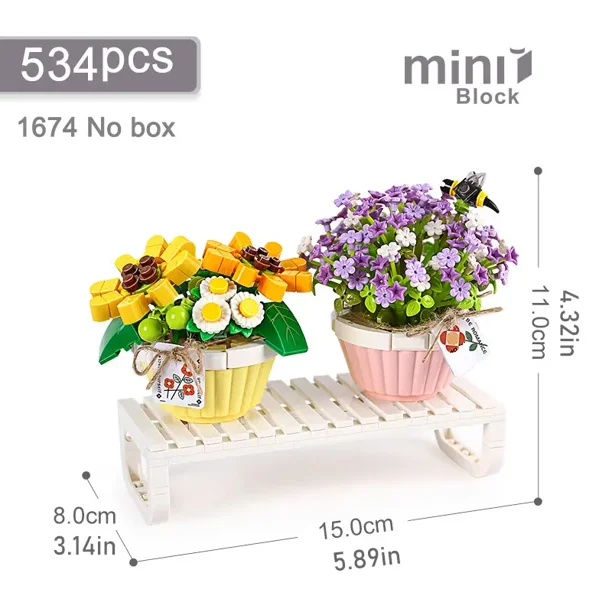 Mini Bonsai Building Blocks Flower DIY Green Plant Bouquet Potted Model Home Decoration Children's Assembled Toy Gift1674 No BoxNosize Gao Jinjia unisex