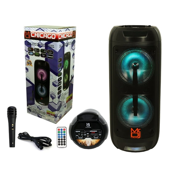 Mr. Dj CHICAGO Dual 8" Portable Bluetooth SpeakerDual 8" Portable PA DJ Active Powered Bluetooth TWS Speaker 2500 Watts LCD/MP3/USB/micro SD