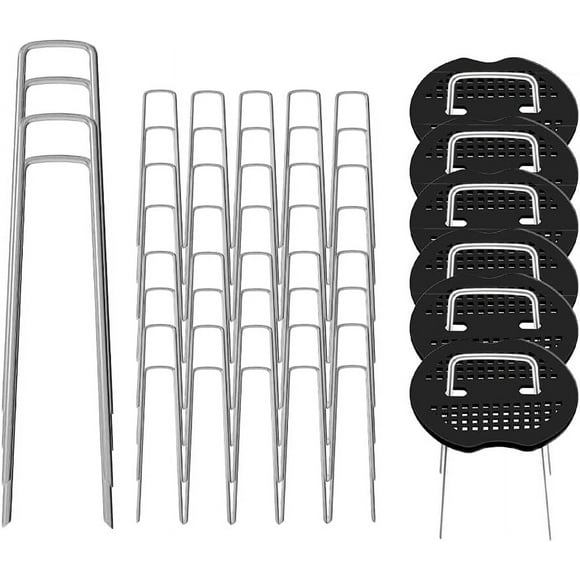 Galvanized Steel Garden Stakes, Sharp End Design For Effortless Penetration, Multi-Purpose Landscape Staples Suitable For Container Gardens And Outdoor Projects (Pack Of 50)