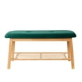 thumbnail image 5 of Tufted Fabric Bench Ottoman Bench, Dark Green, 5 of 7