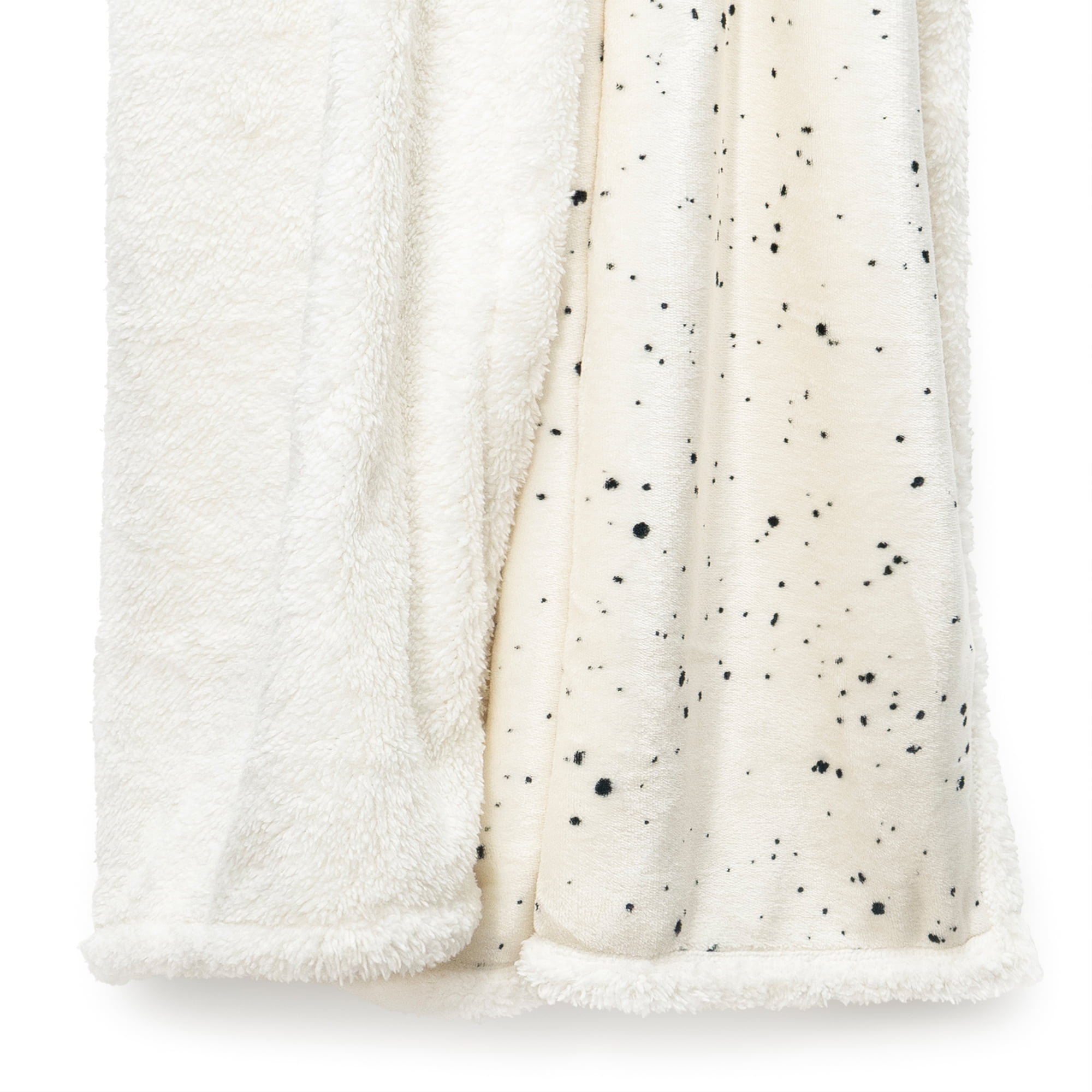Americanflat 60x80 Oversized Speckle Fleece Throw Blanket - Reversible Sherpa Backing - Ultra Soft Plush Comfort - Cozy Warmth For Couch Or Bed - White