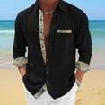 thumbnail image 2 of Eryao Men's Casual Long Sleeve Button Down Shirt Fall Lightweight Beach Wedding Shirts with Pocket,Black,XXL, 2 of 7