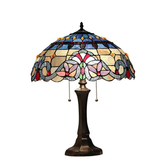 Chloe Lighting Grenville Tiffany-Style 2-Light Victorian Table Lamp with 16" Shade