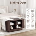 thumbnail image 4 of 31.5" W Sliding Door Shoe Storage Bench, Small Entryway Shoe Cabinet with Adjustable Shelf, Space-Saving Wooden Low Cabinet for Hallway, Living Room, Apartment, Dorm, Walnut, 4 of 9