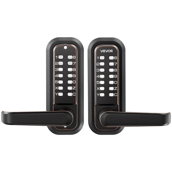 VEVOR Mechanical Keyless Entry Door Lock, 2.0 Code Upgrade, 4-7 Digits Code, Double-Sided Push Button Combination Keypad Door Lock with Handle, Auto Locking, for Indoor or Outdoor, Oil-Rubbed Bronze