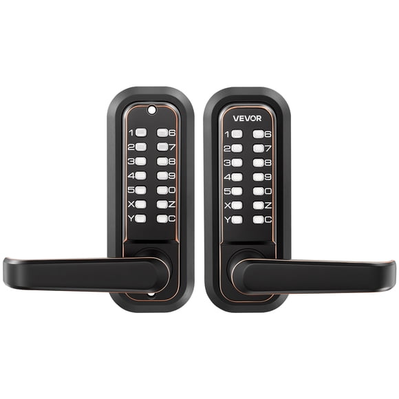 VEVOR Mechanical Keyless Entry Door Lock, 2.0 Code Upgrade, 4-7 Digits Code, Double-Sided Push Button Combination Keypad Door Lock with Handle, Auto Locking, for Indoor or Outdoor, Oil-Rubbed Bronze