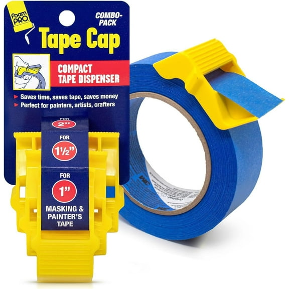 Foampro Tape Cap Compact Tape Dispenser - Manual, Fits 1-2 In. Masking Tape - 3 Pack