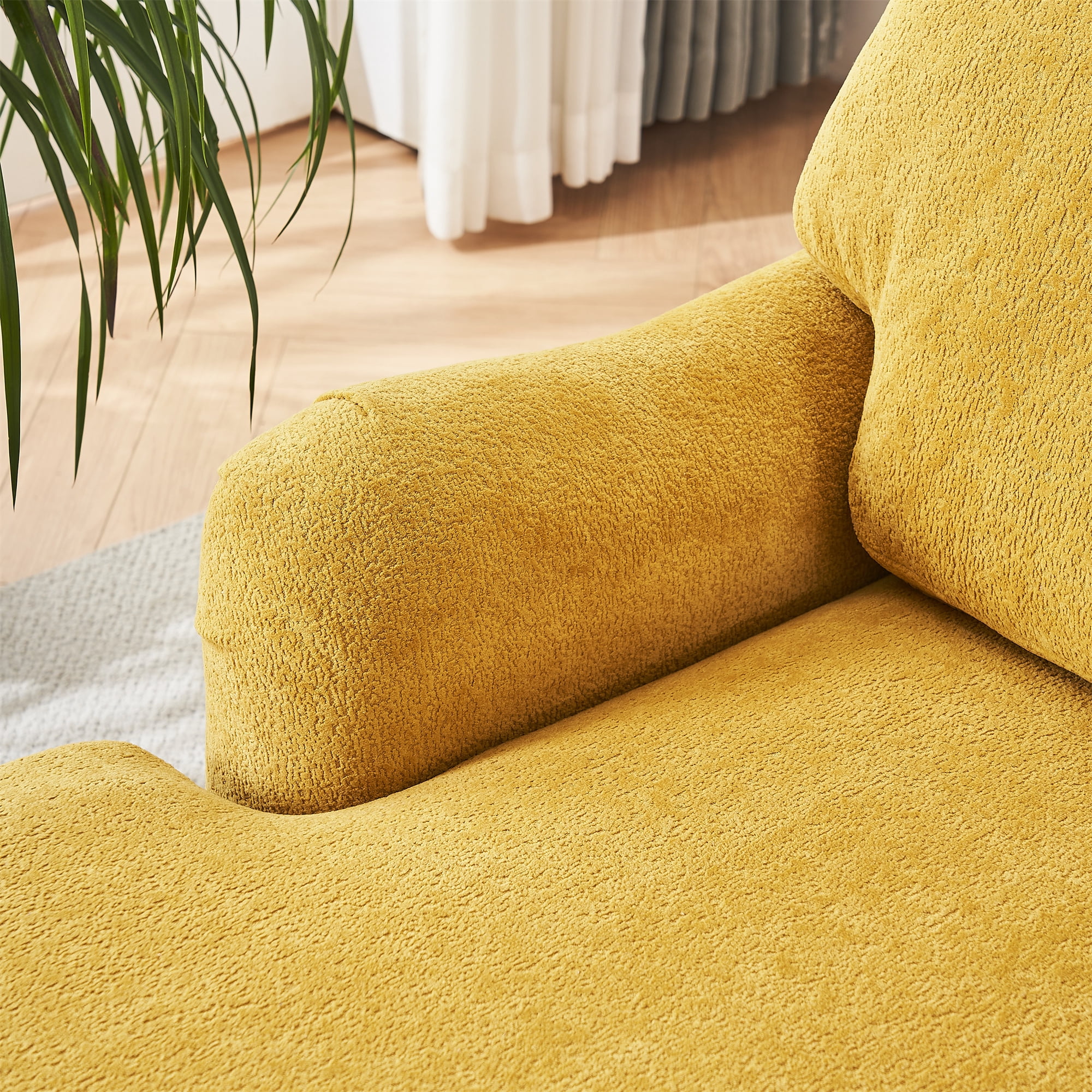 Aukfa Modern Oversized Chaise with Adjustable Backrest, Sleeper Chair Sofa Recliner for Living Room, Yellow