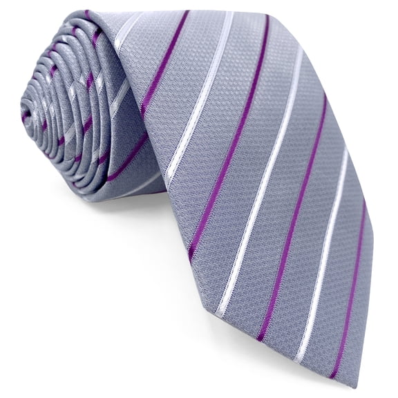 Mens Necktie Striped Ties Stripes Silver Silky Touch Medium 57.5"