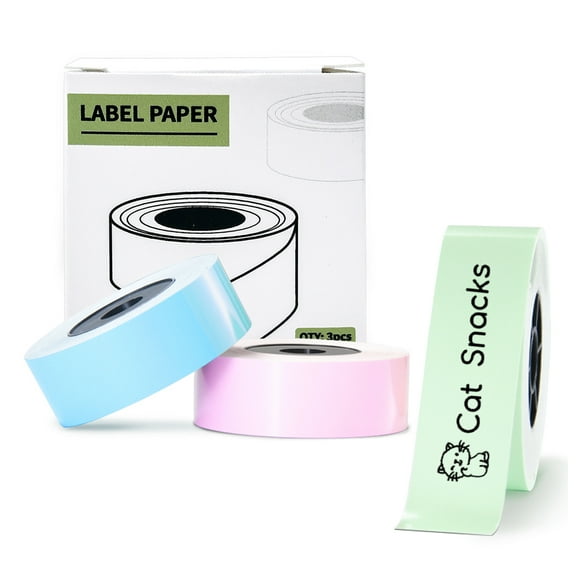 VRETTI  HP4 Thermal Label Tape,  0.59 x 0.27 inch (15mm x 7m)Continuous Label Tape, Pink/blue/Green Sticker Thermal Paper Self-Adhesive Label Tape, Suitable for Home,Office,School