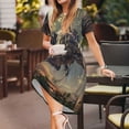 thumbnail image 3 of Naloa Jungle Dinosaur Print Womens Summer A-Line Dress with Pockets,Short Sleeve Dresses,Flowy Beach Swing Dress for Vacation Travel, 3 of 6