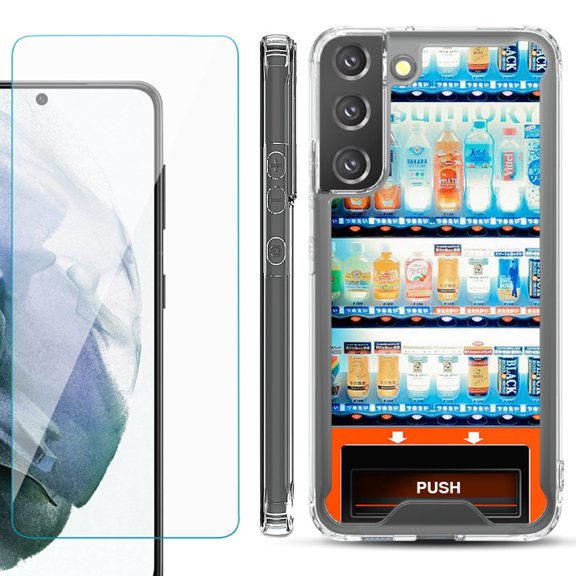 Shockproof Bumper Phone Case for Samsung Galaxy S22 5G, with Tempered Glass Screen Protector, by OneToughShield ® - Vending Machine