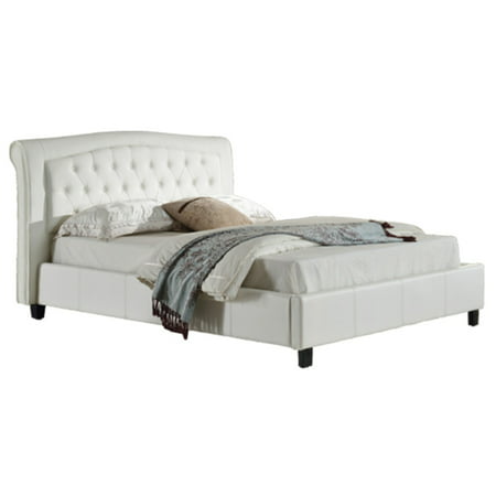 Queen Size Platform Bed With Button Tufted Headboard White ...
