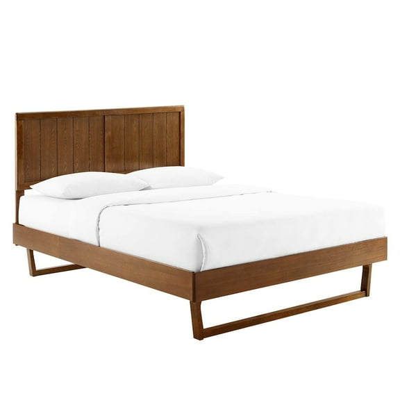 Modway Alana King Wood Platform Bed with Angular Frame in Walnut