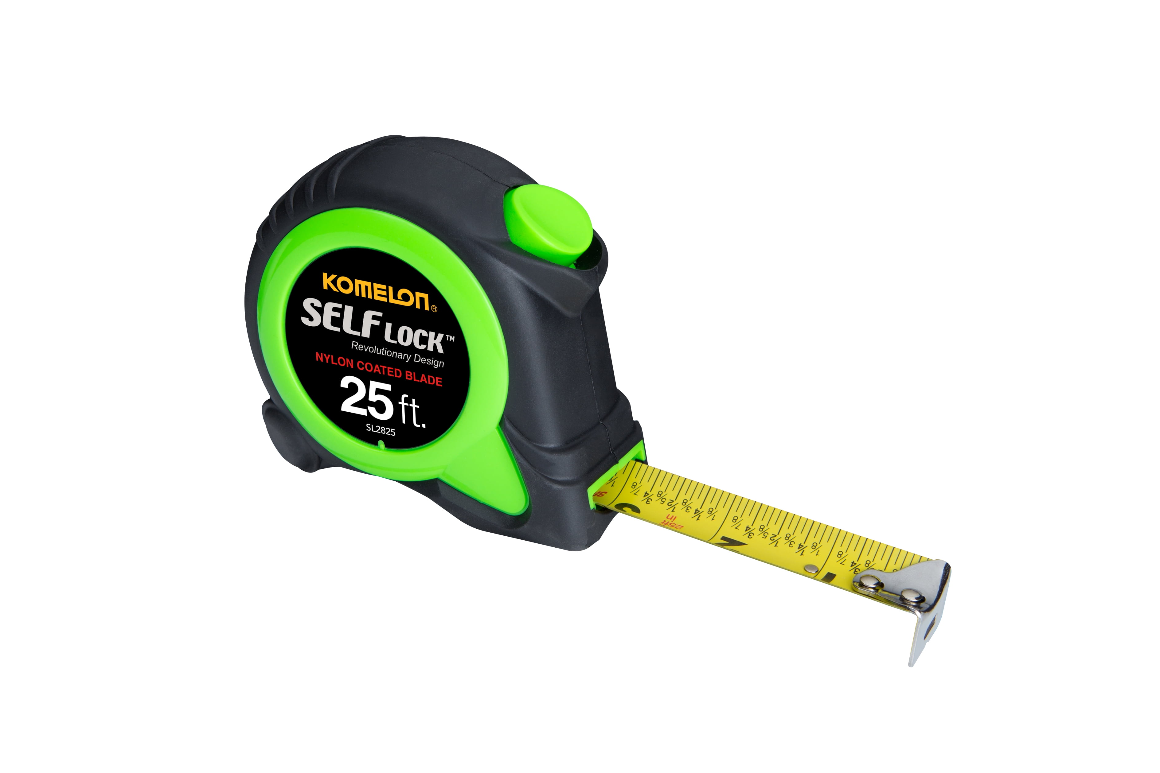 Komelon Self Lock Premium 25 ft Green Nylon Coated Blade Tape Measure ...