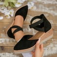 thumbnail image 2 of FRSASU Womens Lace up Espadrilles Closed Toe Wedges Sandals Strappy Slingback Platform Heels Black, 2 of 9