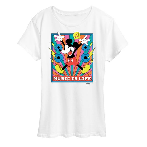 Disney - Mickey Music Is Life - Women's Short Sleeve Graphic T-Shirt