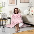 thumbnail image 4 of Wearable Blanket,Light Pink Butterfly Pattern Hooded Wearable Flannel Blanket for Adults & Teens with Buckle,Winter Poncho Shawl Wrap Cape,60"x80", 4 of 5